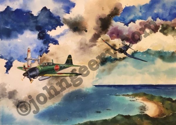 F4U-2 Corsair vs. A6M5 Zero 43-188 Marianas june 19, 1944